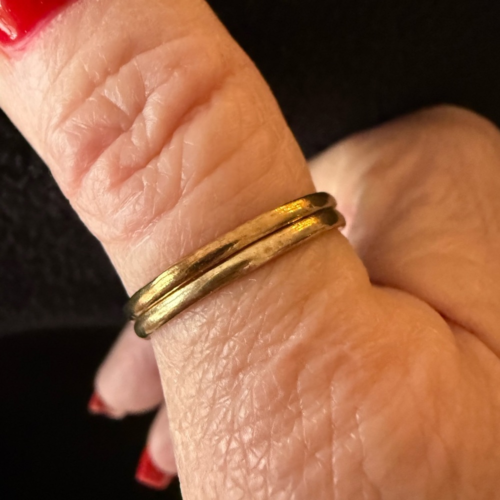 Sterling Silver Stack Rings Set of 2 Gold Plated Thin Bands Minimalist